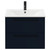Napoli Deep Blue 600mm Wall Mounted Vanity Unit with 1 Tap Hole Minimalist Basin and 2 Drawers with Matt Black Handles Front View