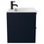 Napoli Deep Blue 600mm Wall Mounted Vanity Unit with 1 Tap Hole Minimalist Basin and 2 Drawers with Matt Black Handles Side View