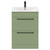 Napoli Olive Green 600mm Floor Standing Vanity Unit with 1 Tap Hole Minimalist Basin and 2 Drawers with Matt Black Handles Front View