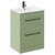 Napoli Olive Green 600mm Floor Standing Vanity Unit with 1 Tap Hole Minimalist Basin and 2 Drawers with Matt Black Handles Left Hand View