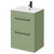 Napoli Olive Green 600mm Floor Standing Vanity Unit with 1 Tap Hole Minimalist Basin and 2 Drawers with Matt Black Handles Right Hand View