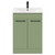 Napoli Olive Green 600mm Floor Standing Vanity Unit with 1 Tap Hole Minimalist Basin and 2 Doors with Matt Black Handles Front View