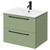 Napoli Olive Green 600mm Wall Mounted Vanity Unit with 1 Tap Hole Minimalist Basin and 2 Drawers with Matt Black Handles Right Hand View