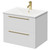 Napoli Gloss White 600mm Wall Mounted Vanity Unit with 1 Tap Hole Minimalist Basin and 2 Drawers with Brushed Brass Handles Right Hand View