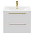 Napoli Gloss White 600mm Wall Mounted Vanity Unit with 1 Tap Hole Minimalist Basin and 2 Drawers with Brushed Brass Handles Front View
