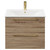 Napoli Bordalino Oak 600mm Wall Mounted Vanity Unit with 1 Tap Hole Minimalist Basin and 2 Drawers with Brushed Brass Handles Front View