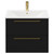 Napoli Nero Oak 600mm Wall Mounted Vanity Unit with 1 Tap Hole Minimalist Basin and 2 Drawers with Brushed Brass Handles Front View