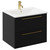 Napoli Nero Oak 600mm Wall Mounted Vanity Unit with 1 Tap Hole Minimalist Basin and 2 Drawers with Brushed Brass Handles Left Hand View