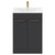 Napoli Gloss Grey 600mm Floor Standing Vanity Unit with 1 Tap Hole Minimalist Basin and 2 Doors with Brushed Brass Handles Front View