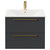 Napoli Gloss Grey 600mm Wall Mounted Vanity Unit with 1 Tap Hole Minimalist Basin and 2 Drawers with Brushed Brass Handles Front View