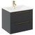 Napoli Gloss Grey 600mm Wall Mounted Vanity Unit with 1 Tap Hole Minimalist Basin and 2 Drawers with Brushed Brass Handles Left Hand View