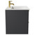 Napoli Gloss Grey 600mm Wall Mounted Vanity Unit with 1 Tap Hole Minimalist Basin and 2 Drawers with Brushed Brass Handles Side View
