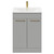 Napoli Gloss Grey Pearl 600mm Floor Standing Vanity Unit with 1 Tap Hole Minimalist Basin and 2 Doors with Brushed Brass Handles Front View