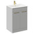 Napoli Gloss Grey Pearl 600mm Floor Standing Vanity Unit with 1 Tap Hole Minimalist Basin and 2 Doors with Brushed Brass Handles Left Hand View