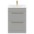 Napoli Gloss Grey Pearl 600mm Floor Standing Vanity Unit with 1 Tap Hole Minimalist Basin and 2 Drawers with Brushed Brass Handles Front View