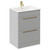Napoli Gloss Grey Pearl 600mm Floor Standing Vanity Unit with 1 Tap Hole Minimalist Basin and 2 Drawers with Brushed Brass Handles Left Hand View