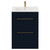 Napoli Deep Blue 600mm Floor Standing Vanity Unit with 1 Tap Hole Minimalist Basin and 2 Drawers with Brushed Brass Handles View from Front