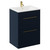 Napoli Deep Blue 600mm Floor Standing Vanity Unit with 1 Tap Hole Minimalist Basin and 2 Drawers with Brushed Brass Handles Left Hand View