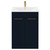 Napoli Deep Blue 600mm Floor Standing Vanity Unit with 1 Tap Hole Minimalist Basin and 2 Doors with Brushed Brass Handles Front View