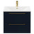 Napoli Deep Blue 600mm Wall Mounted Vanity Unit with 1 Tap Hole Minimalist Basin and 2 Drawers with Brushed Brass Handles Front View