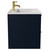 Napoli Deep Blue 600mm Wall Mounted Vanity Unit with 1 Tap Hole Minimalist Basin and 2 Drawers with Brushed Brass Handles View from Side