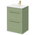 Napoli Olive Green 600mm Floor Standing Vanity Unit with 1 Tap Hole Minimalist Basin and 2 Drawers with Brushed Brass Handles Right Hand View