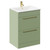 Napoli Olive Green 600mm Floor Standing Vanity Unit with 1 Tap Hole Minimalist Basin and 2 Drawers with Brushed Brass Handles Left Hand View