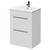 Napoli Gloss White 600mm Floor Standing Vanity Unit with 1 Tap Hole Minimalist Basin and 2 Drawers with Gunmetal Grey Handles Right Hand View