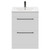 Napoli Gloss White 600mm Floor Standing Vanity Unit with 1 Tap Hole Minimalist Basin and 2 Drawers with Gunmetal Grey Handles Front View