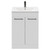 Napoli Gloss White 600mm Floor Standing Vanity Unit with 1 Tap Hole Minimalist Basin and 2 Doors with Gunmetal Grey Handles Front View