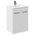 Napoli Gloss White 600mm Floor Standing Vanity Unit with 1 Tap Hole Minimalist Basin and 2 Doors with Gunmetal Grey Handles Left Hand View
