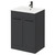 Napoli Gloss Grey 600mm Floor Standing Vanity Unit with 1 Tap Hole Minimalist Basin and 2 Doors with Gunmetal Grey Handles Right Hand View