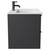 Napoli Gloss Grey 600mm Wall Mounted Vanity Unit with 1 Tap Hole Minimalist Basin and 2 Drawers with Gunmetal Grey Handles Side View