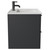 Napoli Gloss Grey 600mm Wall Mounted Vanity Unit with 1 Tap Hole Minimalist Basin and 2 Drawers with Gunmetal Grey Handles View from Side