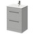 Napoli Gloss Grey Pearl 600mm Floor Standing Vanity Unit with 1 Tap Hole Minimalist Basin and 2 Drawers with Gunmetal Grey Handles Right Hand View