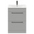 Napoli Gloss Grey Pearl 600mm Floor Standing Vanity Unit with 1 Tap Hole Minimalist Basin and 2 Drawers with Gunmetal Grey Handles Front View