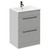 Napoli Gloss Grey Pearl 600mm Floor Standing Vanity Unit with 1 Tap Hole Minimalist Basin and 2 Drawers with Gunmetal Grey Handles Left Hand View