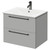Napoli Gloss Grey Pearl 600mm Wall Mounted Vanity Unit with 1 Tap Hole Minimalist Basin and 2 Drawers with Gunmetal Grey Handles Right Hand View
