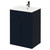 Napoli Deep Blue 600mm Floor Standing Vanity Unit with 1 Tap Hole Minimalist Basin and 2 Doors with Gunmetal Grey Handles Right Hand View
