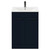 Napoli Deep Blue 600mm Floor Standing Vanity Unit with 1 Tap Hole Minimalist Basin and 2 Doors with Gunmetal Grey Handles Front View