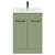 Napoli Olive Green 600mm Floor Standing Vanity Unit with 1 Tap Hole Minimalist Basin and 2 Doors with Gunmetal Grey Handles Front View