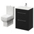 Napoli Nero Oak 600mm Vanity Unit and Toilet Suite including Tacoma Close Coupled Toilet and Floor Standing Vanity Unit with 2 Drawers and Chrome Handles Right Hand View