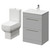 Napoli Gloss Grey Pearl 600mm Vanity Unit and Toilet Suite including Tacoma Close Coupled Toilet and Floor Standing Vanity Unit with 2 Drawers and Chrome Handles Right Hand View