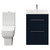 Napoli Deep Blue 600mm Vanity Unit and Toilet Suite including Tacoma Close Coupled Toilet and Floor Standing Vanity Unit with 2 Drawers and Chrome Handles View from Front