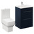 Napoli Deep Blue 600mm Vanity Unit and Toilet Suite including Tacoma Close Coupled Toilet and Floor Standing Vanity Unit with 2 Drawers and Chrome Handles Left Hand View