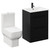 Napoli Nero Oak 600mm Vanity Unit and Toilet Suite including Tacoma Close Coupled Toilet and Floor Standing Vanity Unit with 2 Drawers and Matt Black Handles Left Hand View