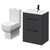 Napoli Gloss Grey 600mm Vanity Unit and Toilet Suite including Tacoma Close Coupled Toilet and Floor Standing Vanity Unit with 2 Doors and Matt Black Handles Right Hand View