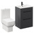 Napoli Gloss Grey 600mm Vanity Unit and Toilet Suite including Tacoma Close Coupled Toilet and Floor Standing Vanity Unit with 2 Doors and Matt Black Handles Left Hand View
