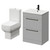 Napoli Gloss Grey Pearl 600mm Vanity Unit and Toilet Suite including Tacoma Close Coupled Toilet and Floor Standing Vanity Unit with 2 Doors and Matt Black Handles Right Hand View
