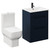 Napoli Deep Blue 600mm Vanity Unit and Toilet Suite including Tacoma Close Coupled Toilet and Floor Standing Vanity Unit with 2 Drawers and Matt Black Handles Left Hand View